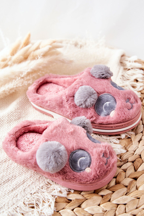 Papcie Ze Zwierzątkiem Ciemno Różowe Pandi