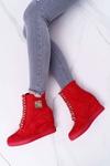 Women's Lu Boo Sneakers With Chains Suede Red Monica