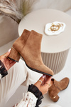 Eco Suede Ankle Boots With Heel Zipper Closure Camel Sairis