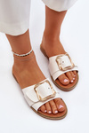 Women's White Sandals with Strap and Buckle Opahiri