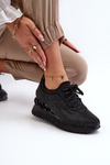 Women's Wedge Sneakers Adorned with Zirconia D&A MR38-377 Black