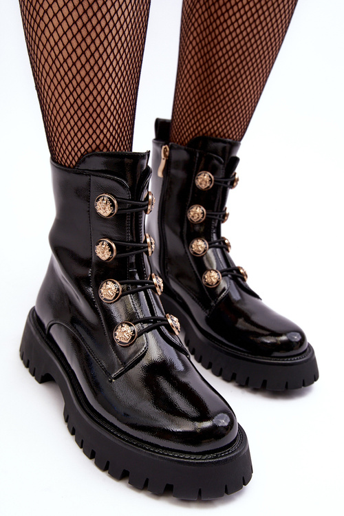 Women's Quilted Boots with Ornamental Buttons D&A MR870-51 Black