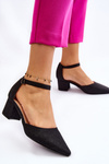 Fashionable Shiny Low Heel Pumps Black Leilany