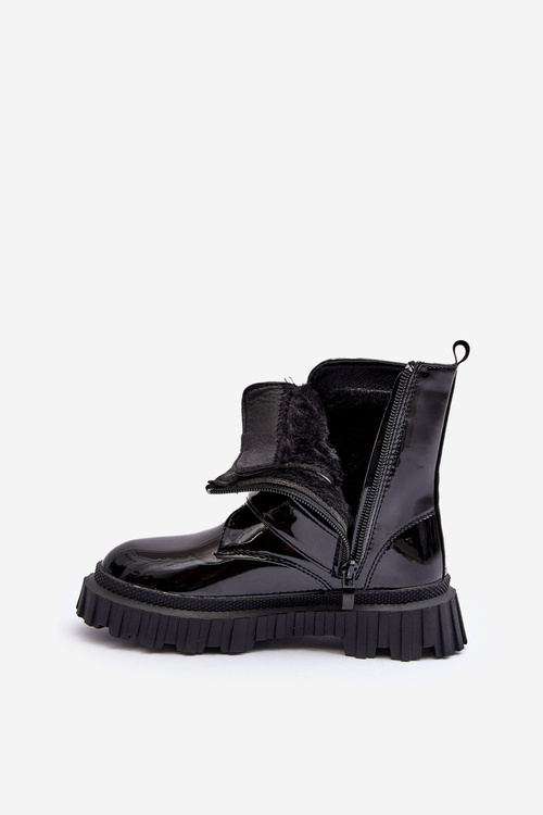 Girls' Lacquered Lined Boots Black Rilina