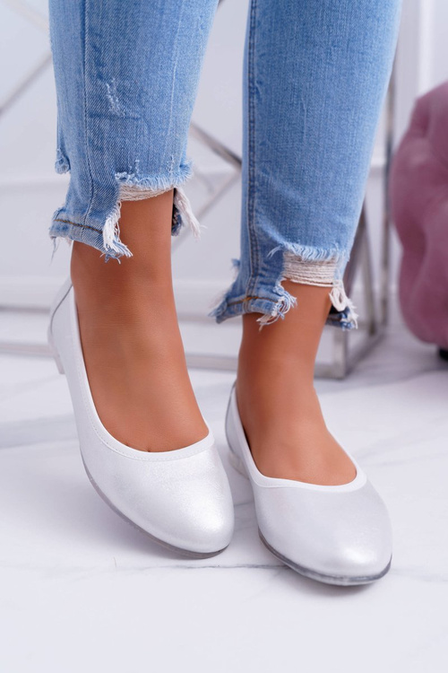 Women's Sergio Leone Silver Plex Ballerinas