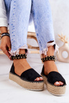 Espadrilles Sandals On The Platform Black Jeannie