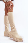 Women's Platform Boots with Zip GOE MM2N4067 Light Beige