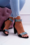 Lu Boo Black Zirconia Suede Lambada Sandals