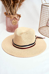 Women's Hat Panama 100% Paper Beige Gold fly