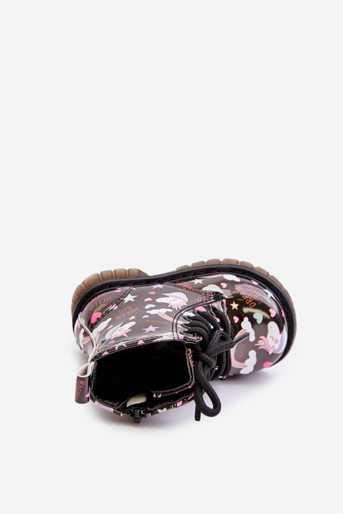Children's insulated boots with zipper unicorns black Tiptop