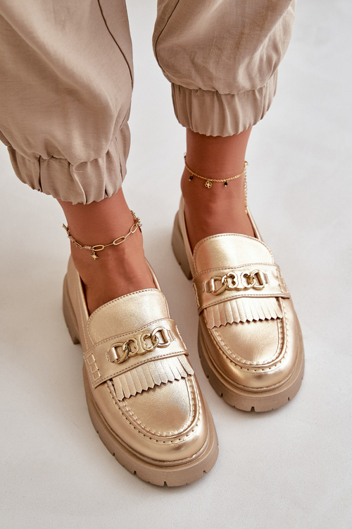 Eco Leather Women's Moccasins With Gold Decoration Zanita