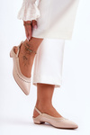 Leather Ballet Flats with Studs Beige Laroshe