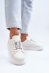 Women's Leather Sneakers with Decorations White Dysuria