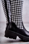Women's Sock Boots Black-White Avira