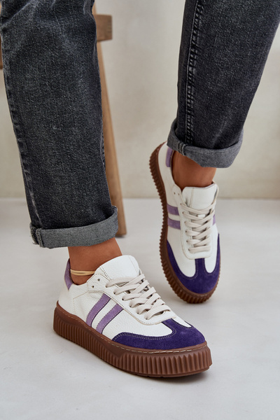 Damskie Sneakersy Skórzane Platforma Białe Zazoo N1068S6