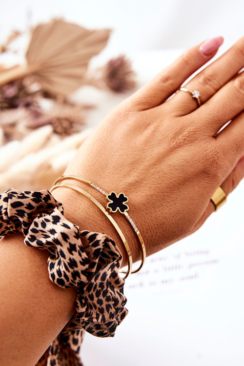 Steel Bracelets Clover Black and Gold
