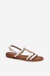 Flat Women's Sandals with White and Gold Decorations Raiva