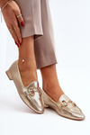 Women's Flat Heel Moccasins with Gold Decoration Iluvana