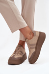 Leather Suede Women's Sneakers On Platform Zazoo 3775 Beige