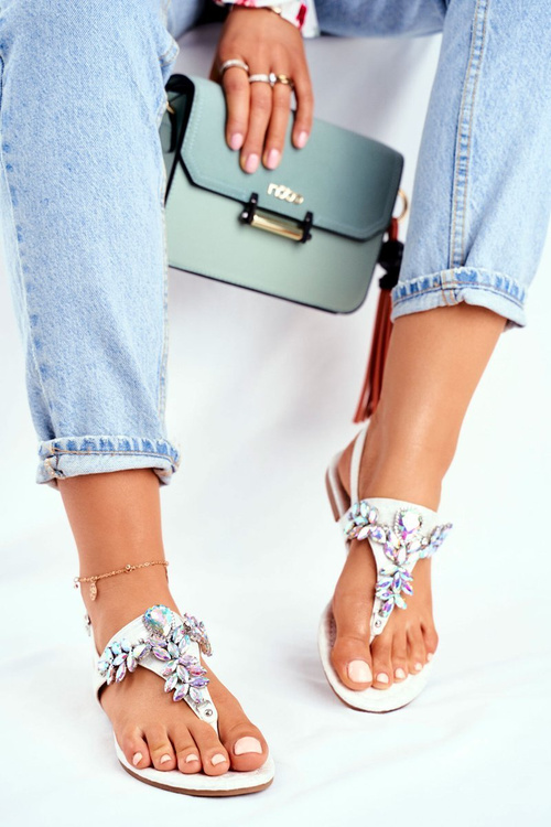 Women's Sandals Elegant Flip-flops With Crystals Silver Under Control