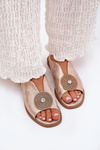 Shimmering Women's Sandals With Decorative Detail S.Barski KV51-012 Rose Gold