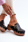 Women's Slide Sandals with Buckle Black Seprilla