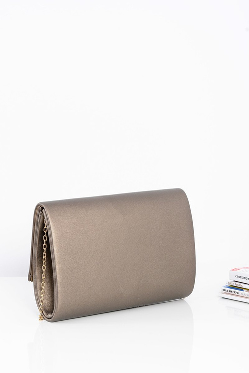 Fashionable Ladies' Licensed Clutch Bag On Gold Chain Dark Gold