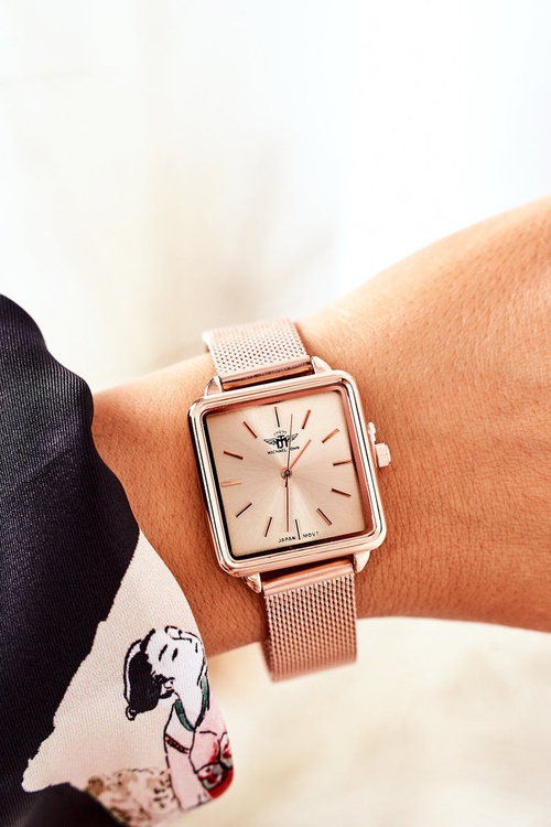 Watch With Square Dial Michael John Rose Gold