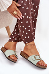 Women's sandals with buckle on cork platform mint Zavira