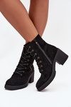 Insulated Women's Ankle Boots with Laces and Zippers Black Paressa