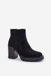 Eco Suede Ankle Boots On Heel Black Cediona