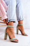 Suede High Heels Sandals Light Green Jacqueline