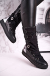 Snow Boots With Fur Suede Black Laura Messi 2054