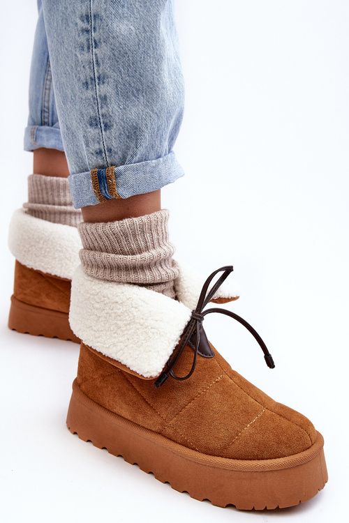 Women's Platform Snow Boots with Fur Camel Olimuka