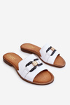 Leather Women's Slippers Leewski Shoes 3270 White