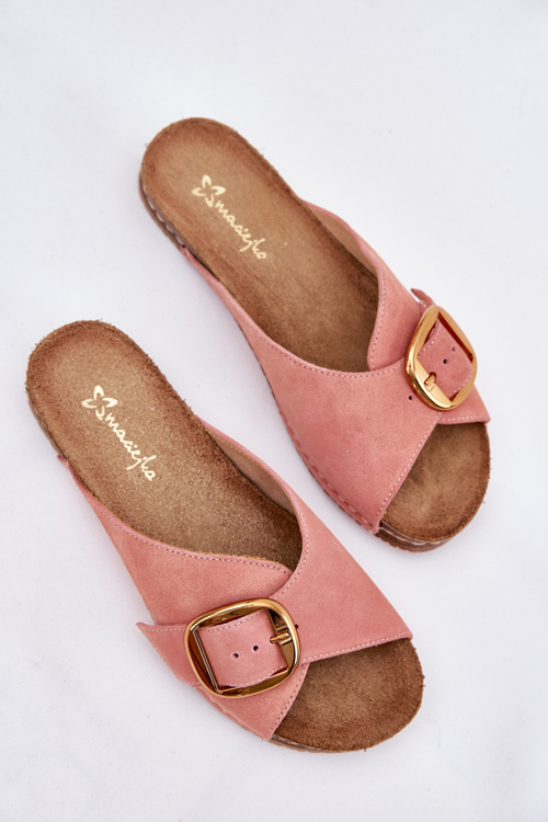 Leather Sandals With Golden Buckle Maciejka 07000-15 Pink