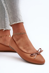 Baleriny Z Eko Skóry Kokardka Camel Sandelal 9988-57