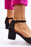 Fashionable Shiny Low Heel Pumps Black Leilany