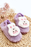 Children's Fur Slippers Bunny Purple Dicera