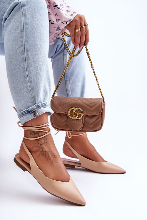 Baleriny Damskie Wiązane Nude Lilly Ann 4074