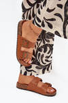 Women's sandals on cork platform with buckles Camel Vesina