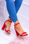 Lu Boo Suede Red Ripley Stiletto Sandals