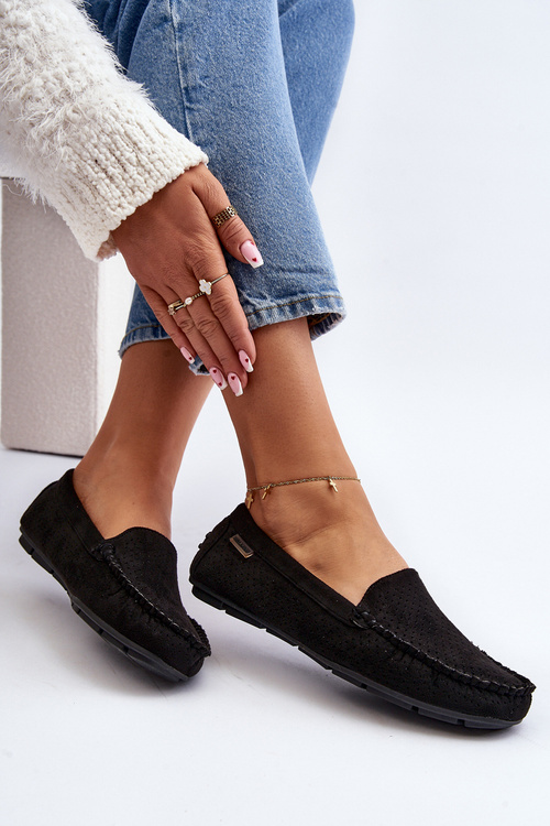 Women's Black Lattice Loafers Rasirna