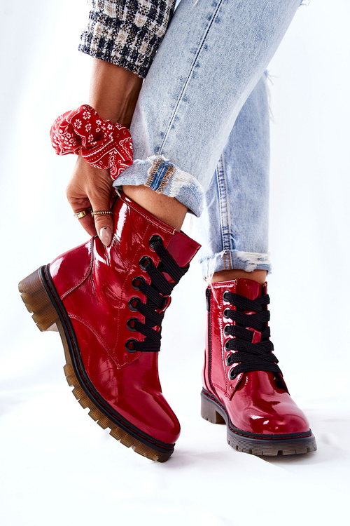 Lacquered Insulated Boots Red Lomess