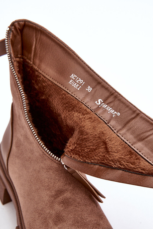 Women's Fashionable Suede Boots With Zip Dark Beige Kandell