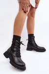 Women's lace-up ankle boots with sock black Gentiana