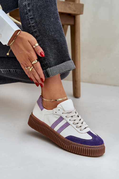 Damskie Sneakersy Skórzane Platforma Białe Zazoo N1068S6