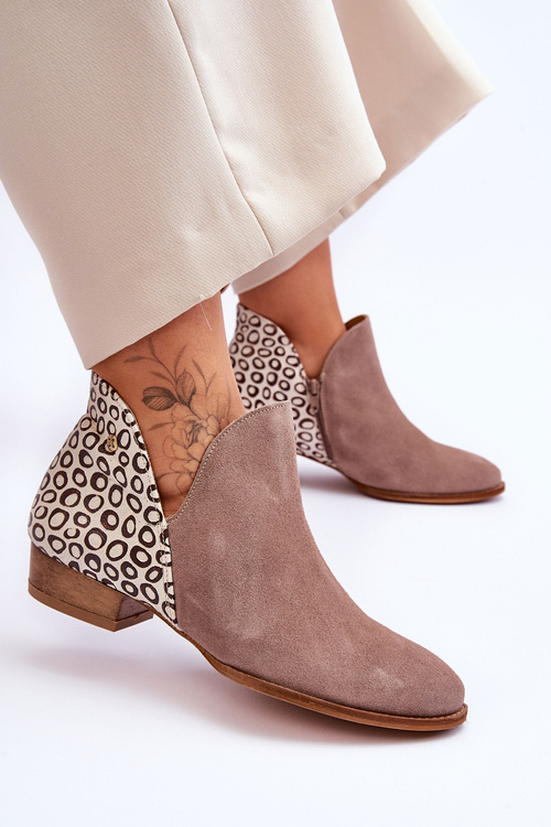 Leather Maciejka Boots With Flecks 04091-55 Dark beige