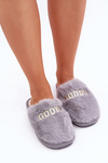 Women's Slippers With Fur And Writing Gray Kalelia