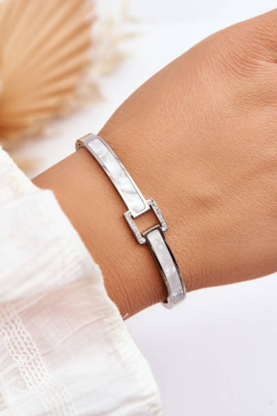 Stainless Steel Bracelet Pearl Silver